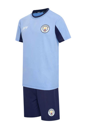   T-shirt + short donkerblauw/lichtblauw