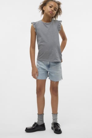 denim loose denim short light blue denim