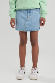 thumbnail: Light blue denim meisjes America Today spijkerrok gemaakt van denim en met rits- en knoopsluiting