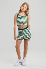 thumbnail: Groen en witte meisjes America Today cropped top van katoen met strepenprint, ronde hals en ingebreid patroon