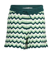 thumbnail: Groen en witte meisjes America Today sweatshort van katoen met elastische tailleband en strepenprint