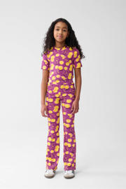 thumbnail: Paars en gele meisjes Shoeby flared legging van polyester met high waist en elastische tailleband