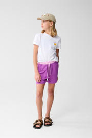 thumbnail: Wit, roze en gele meisjes Shoeby T-shirt van katoen met backprint, korte mouwen, ronde hals en borduursels