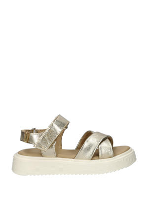 leren sandalen goud