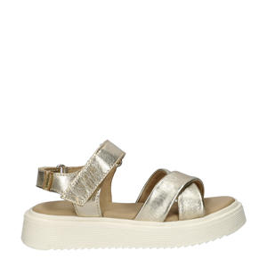   leren sandalen goud