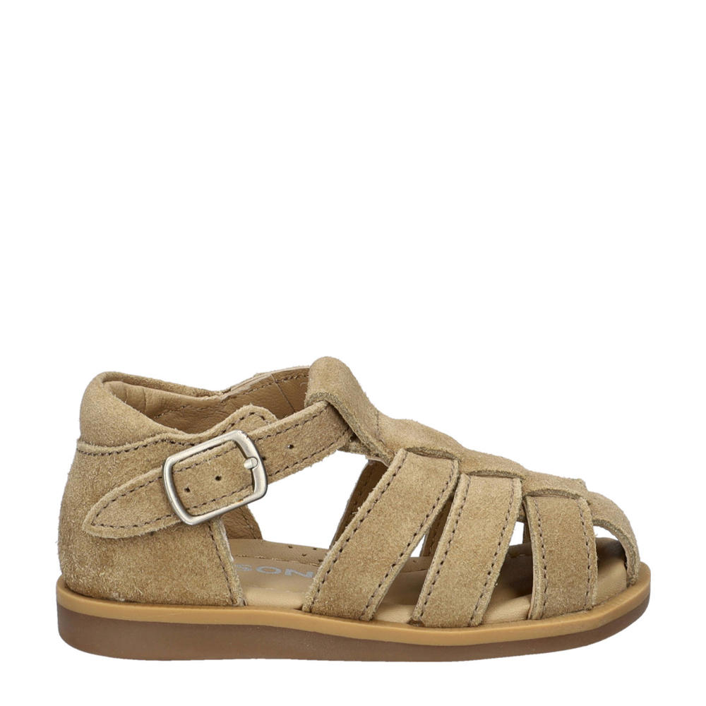 Taupe jongens Nelson Kids suède sandalen met gesp