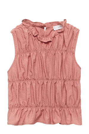 mouwloze top oudroze