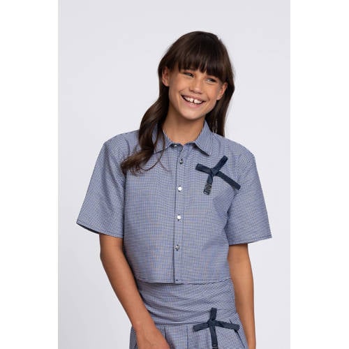 NIK&NIK blousetop blauw Meisjes Katoen Klassieke kraag Ruit