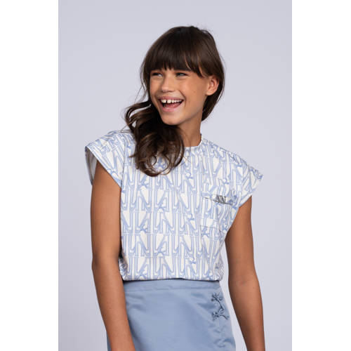 NIK&NIK T-shirt lichtblauw Meisjes Polyester Ronde hals All over print - maat 128 afbeelding