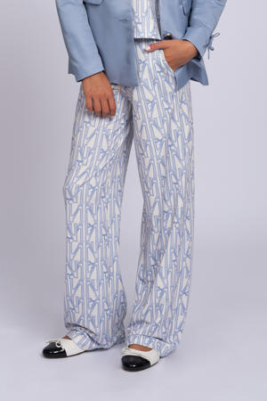 wide leg casual broek lichtblauw