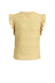 thumbnail: Gele meisjes anytime crinkle top van polyester met bloemenprint, korte mouwen en ronde hals