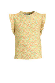 thumbnail: Gele meisjes anytime crinkle top van polyester met bloemenprint, korte mouwen en ronde hals