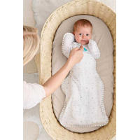 thumbnail: Love to Dream inbakerslaapzak Fase 1 Swaddle UP LITE 0.2 White text
