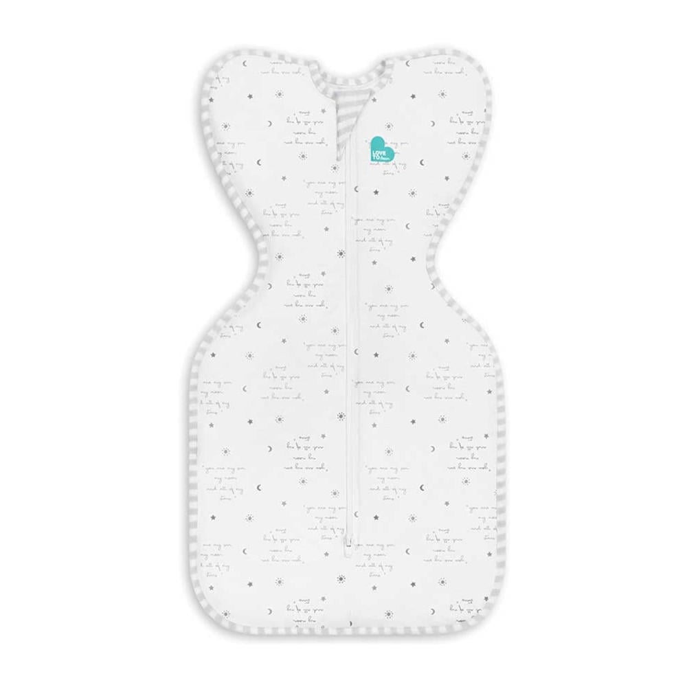 Love to Dream inbakerslaapzak Fase 1 Swaddle UP LITE 0.2 White text