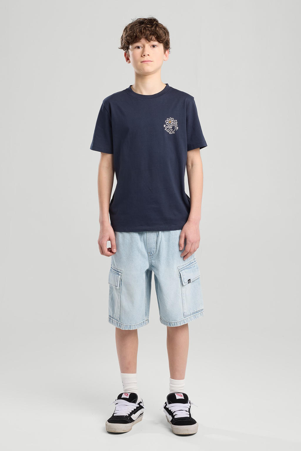 Light blue denim jongens America Today short van denim met regular waist, elastische tailleband met koord en effen