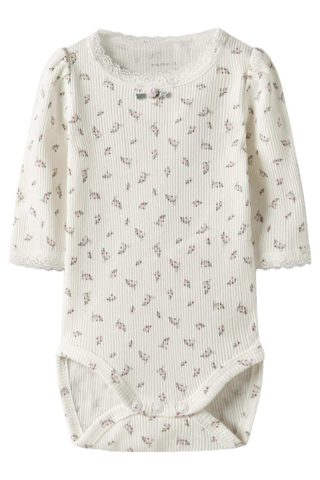 NAME IT BABY romper met bloemenprint ecru