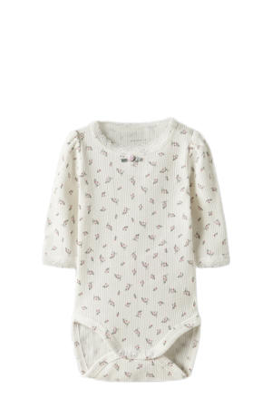 romper NBFHOISE met bloemenprint ecru