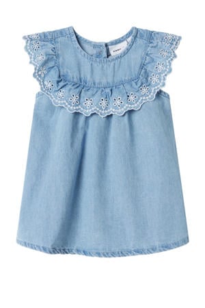 spijkerjurk broderie light blue denim