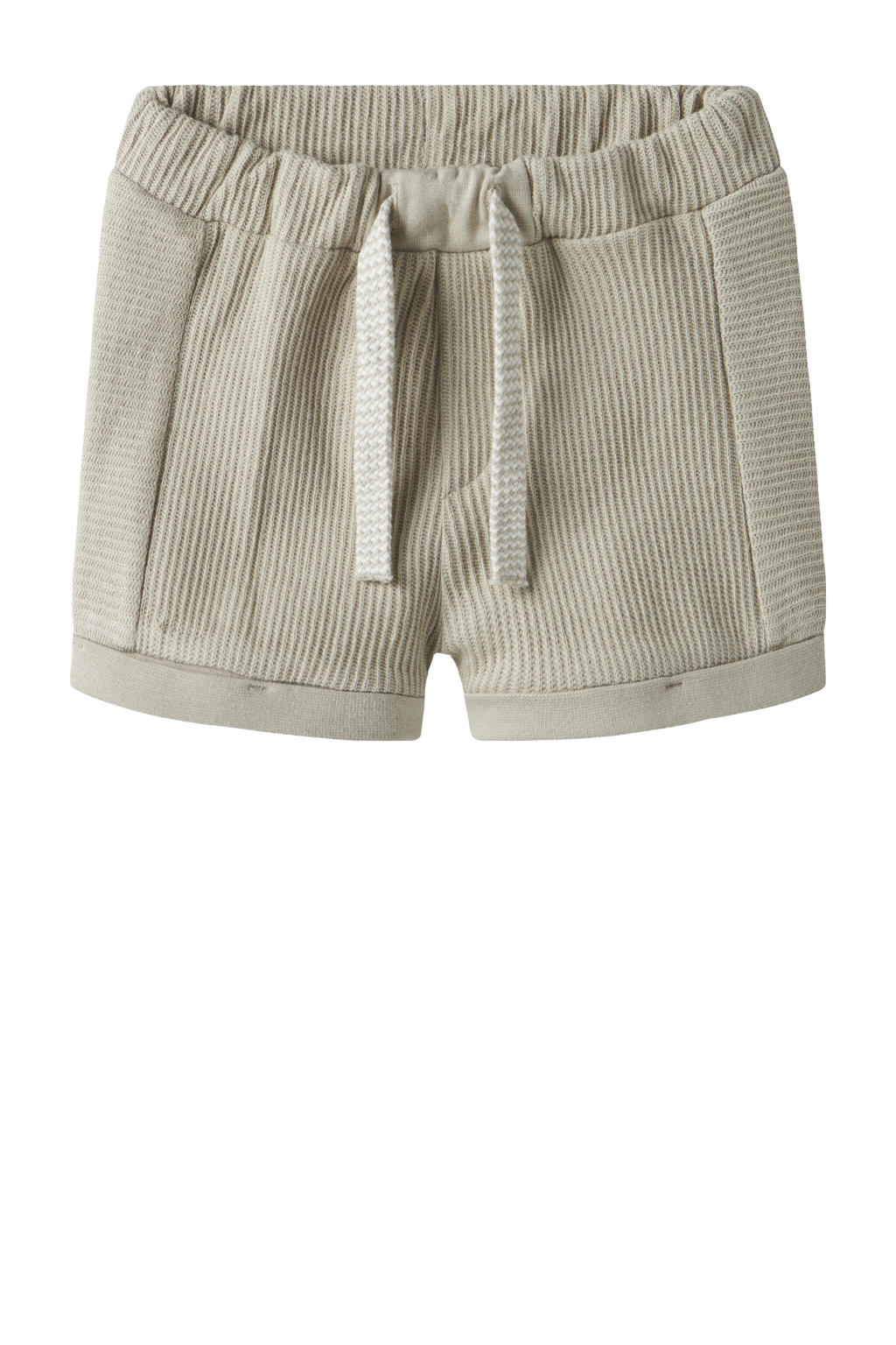 Beige jongens NAME IT BABY regular casual short van katoen met elastische tailleband met koord en effen