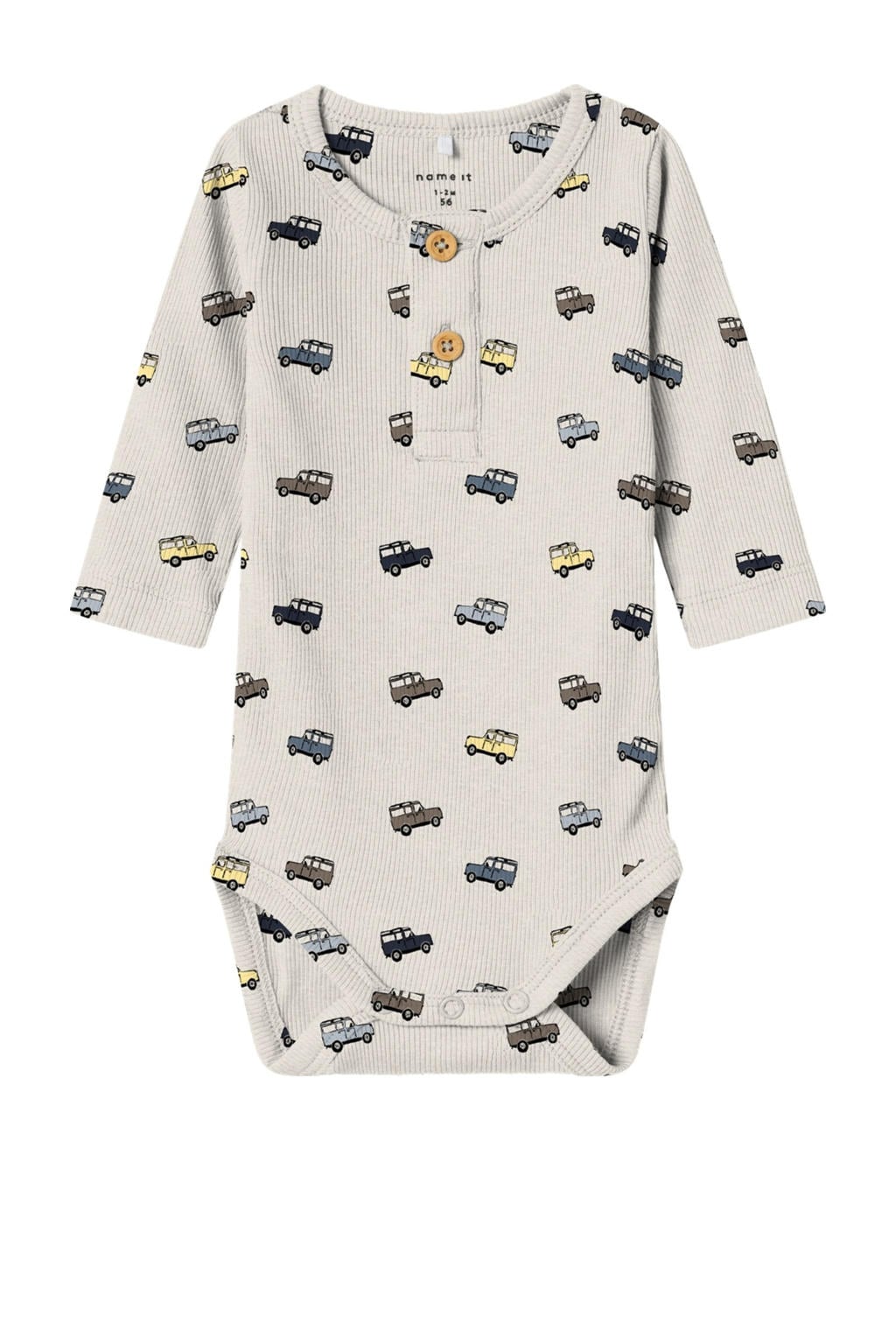 NAME IT BABY romper met all over print beige
