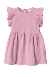 thumbnail: Roségouden meisjes NAME IT BABY zomerjurk van katoen met effen, korte mouwen, ronde hals en geweven detail