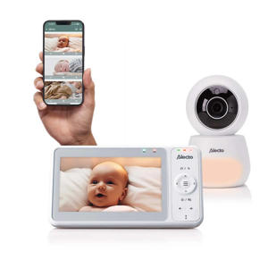 DVM2060 Babyfoon met HD-camera, groot 5 inch kleurenscherm, nachtlampje en app - Op afstand bestuurbaar - Wit