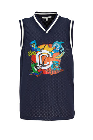 mesh singlet met printopdruk Mase donkerblauw