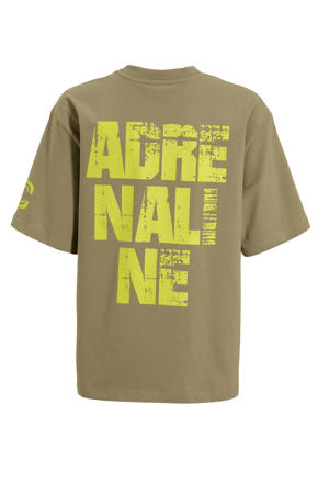 oversized T-shirt met printopdruk Brad donkerzand