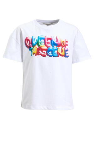 oversized T-shirt met printopdruk Mila wit