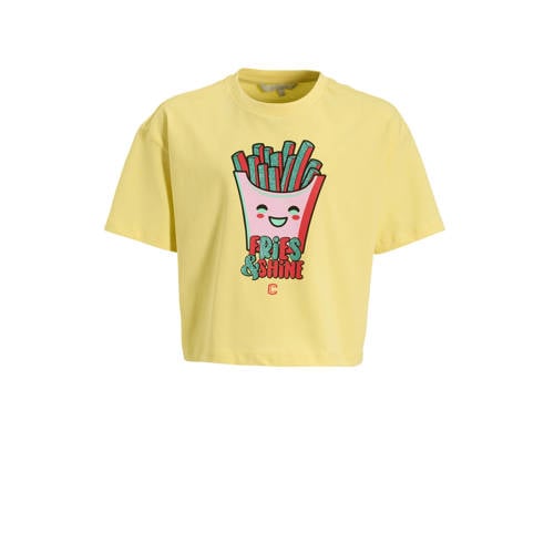 Coolcat T-shirt met printopdruk Rihanna lichtgeel Meisjes Katoen Ronde hals