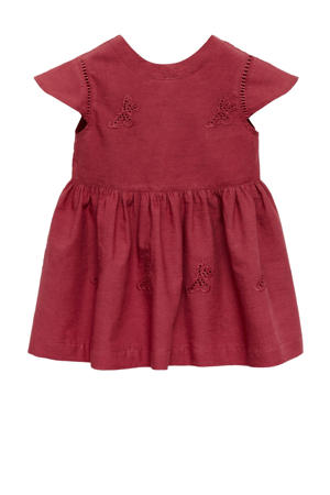 korte jurk broderie donkerrood