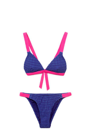 triangel bikini blauw/felroze