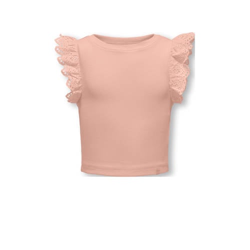 KIDS ONLY MINI mouwloze top zalm broderie Roze Meisjes Katoen Ronde hals