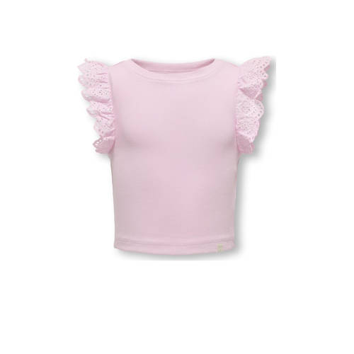 KIDS ONLY MINI mouwloze top lichtroze broderie Meisjes Katoen Ronde hals