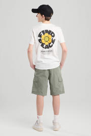 thumbnail: Wit en multikleurige jongens America Today T-shirt van katoen met backprint, korte mouwen en ronde hals