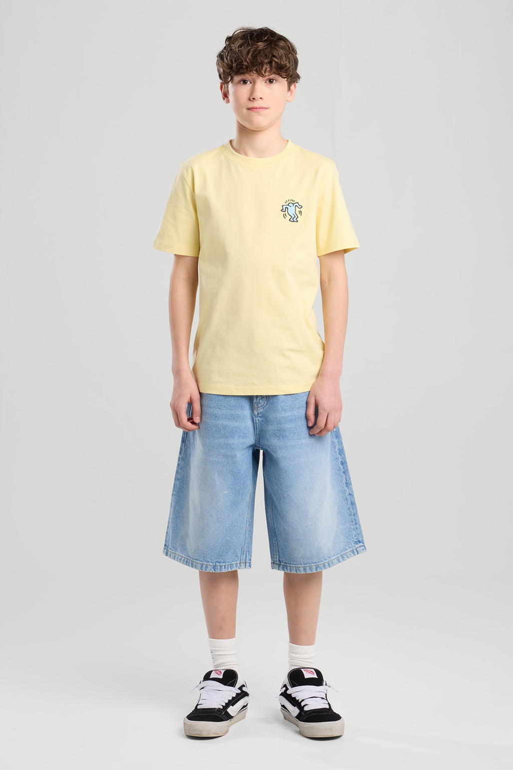 Medium blue denim jongens America Today short van denim met regular waist, rits- en knoopsluiting en effen