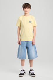 thumbnail: Medium blue denim jongens America Today short van denim met regular waist, rits- en knoopsluiting en effen