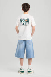 thumbnail: Witte jongens America Today T-shirt van katoen met backprint, korte mouwen en ronde hals
