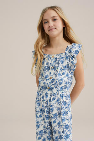 straight jumpsuit blauw/wit