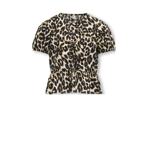 KIDS ONLY GIRL blousetop ecru Meisjes Katoen Ronde hals Dierenprint - maat 134 afbeelding