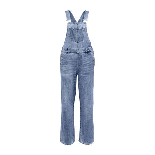 KIDS ONLY GIRL denim loose tuinbroek medium blue denim Blauw Effen
