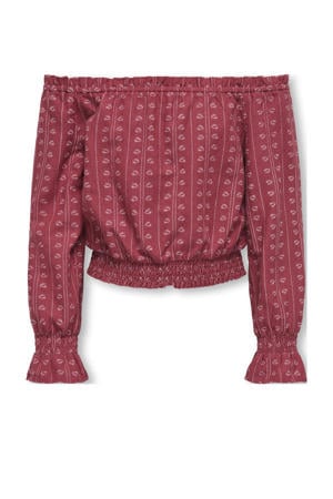 off shoulder top donkerrood