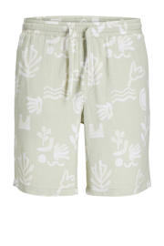 thumbnail: Groene jongens JACK & JONES JUNIOR relaxed casual short van katoen met elastische tailleband met koord