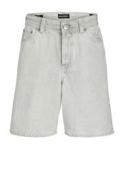 thumbnail: Grey denim jongens JACK & JONES JUNIOR loose short van denim met high waist, rits- en knoopsluiting en effen