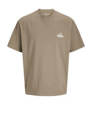 thumbnail: Bruine jongens JACK & JONES JUNIOR T-shirt van katoen met backprint, korte mouwen en ronde hals