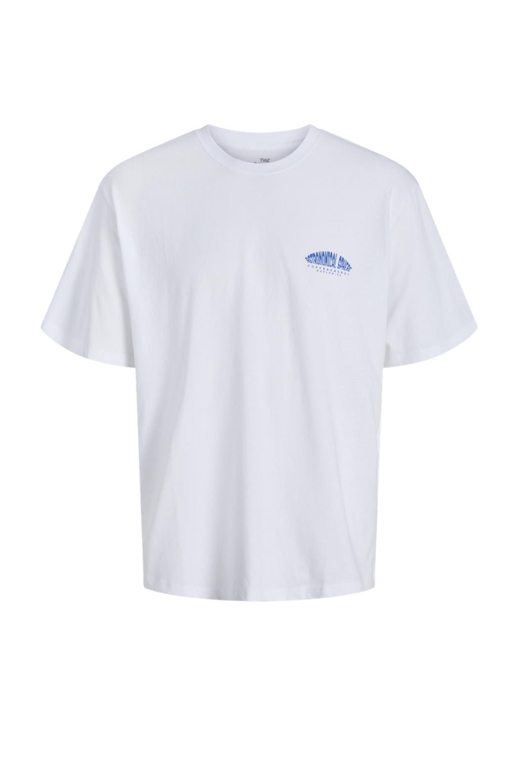Witte jongens JACK & JONES JUNIOR T-shirt van katoen met backprint, korte mouwen en ronde hals