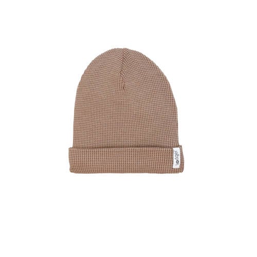 Lodger muts Beanie Ciumbelle donkerbeige Jongens/Meisjes Katoen Effen - maat 0-6 mnd afbeelding