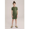 WE Fashion midi jurk rib gebreid olijfgroen