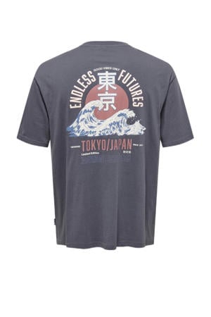 T-shirt met backprint grijs