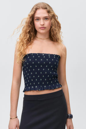 strapless top donkerblauw